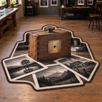Pinhole Camera Art Studio Custom Shape Area Rug with printed optical 3D artwork