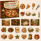 Pizza Making advent calendar box with24 kitchen-themed printed acrylic charms