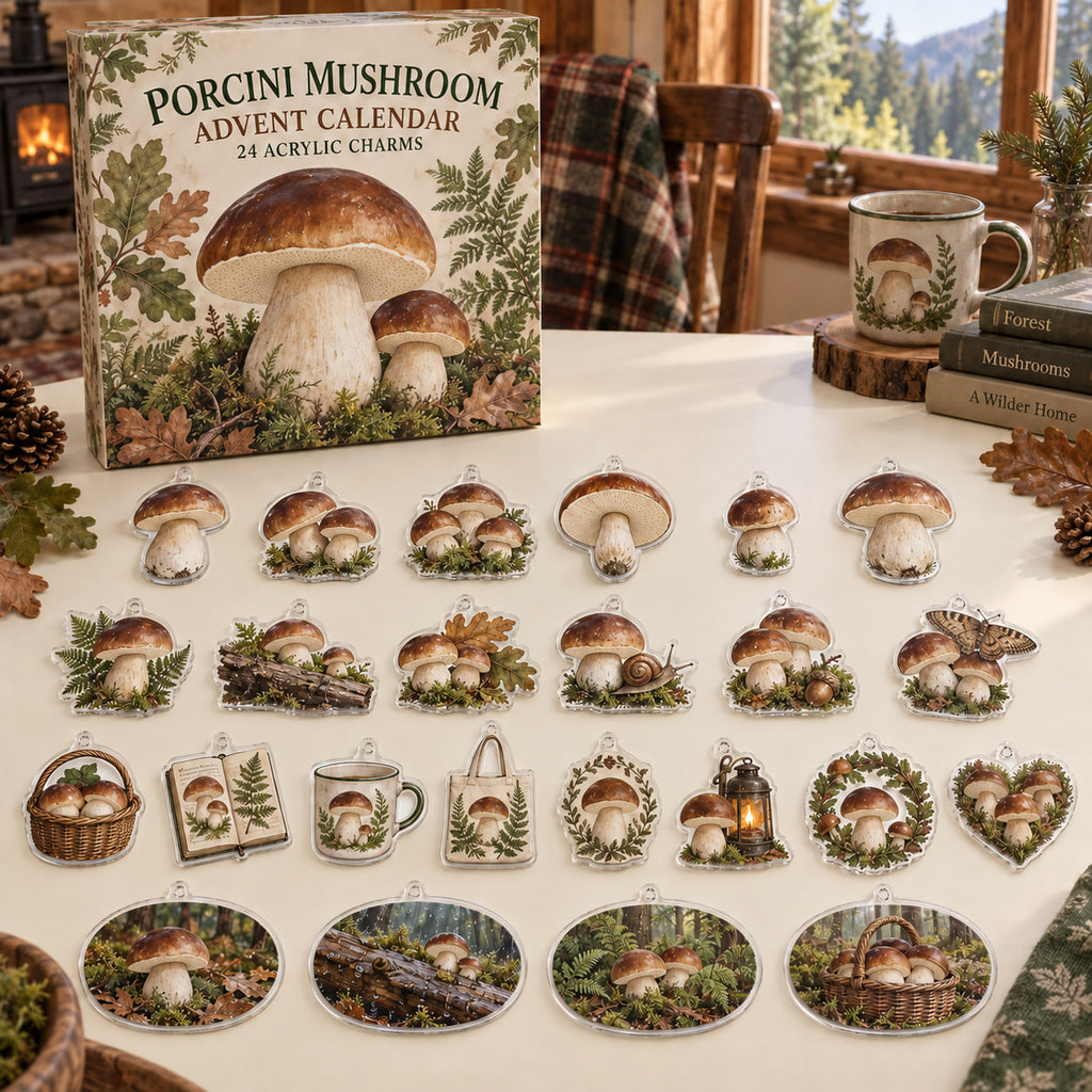 Porcini Mushroom Advent Calendar - 24 Acrylic Charms
