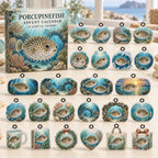Porcupinefish advent calendar box with 24 themed flat printed acrylic charms