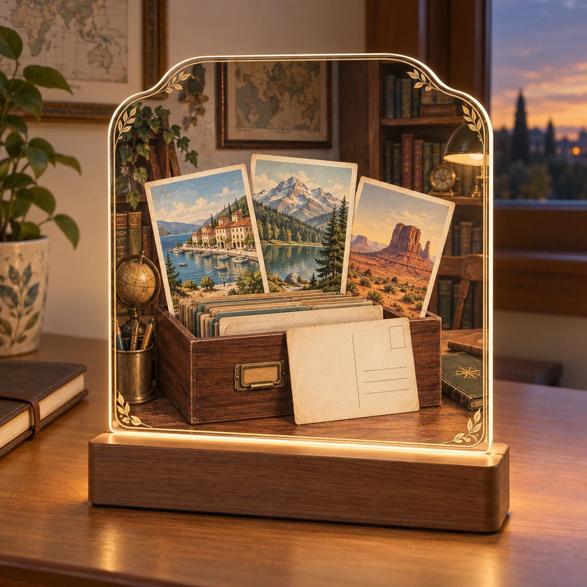 Postcard Collection Acrylic Night Light with original printed optical 3D artwork