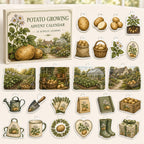 Potato Growing advent calendar box with 24 themed printed acrylic charms