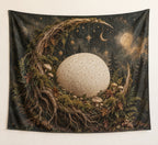 Puffball Moon Crescent Wall Tapestry with printed dimensional artwork