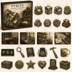 Pyrite advent calendar box and 24 mineral-themed printed acrylic charms