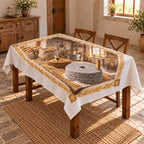 Quern Grain Milling Hearth Tablecloth with original printed optical 3D artwork