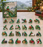 Quetzal advent calendar with 24 custom-shaped flat acrylic charms and printed dimensional artwork
