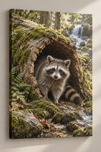 Raccoon Hollow Tree Canvas Wall Art with printed dimensional artwork