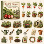Radish Growing advent calendar with24 printed acrylic garden charms