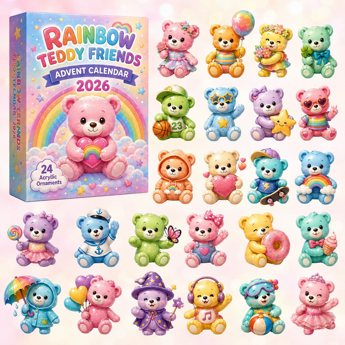 Rainbow Teddy Friends advent calendar