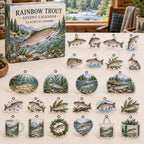 Rainbow Trout advent calendar box with 24 themed flat printed acrylic charms
