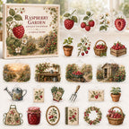 Raspberry Growing advent calendar box and 24 printed acrylic fruit garden charms