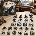 Raven advent calendar box with 24 themed flat printed acrylic charms