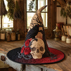 Raven's Requiem quilted witch hat, all-over print on cone and brim