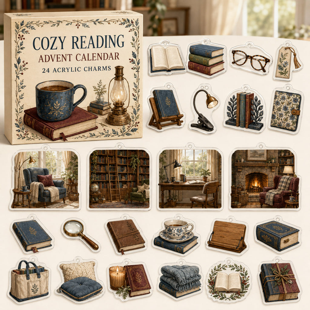 Reading Accessories advent calendar box with 24 printed acrylic collectible motifs