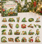 Red-Eyed Tree Frog advent calendar with 24 custom-shaped flat acrylic charms and printed dimensional artwork