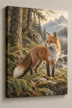 Red Fox Fern Clearing Canvas Wall Art with printed dimensional artwork