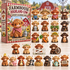 Red Gingham Farmhouse Highland Cow advent calendar