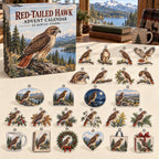 Red-Tailed Hawk advent calendar box with 24 themed flat printed acrylic charms