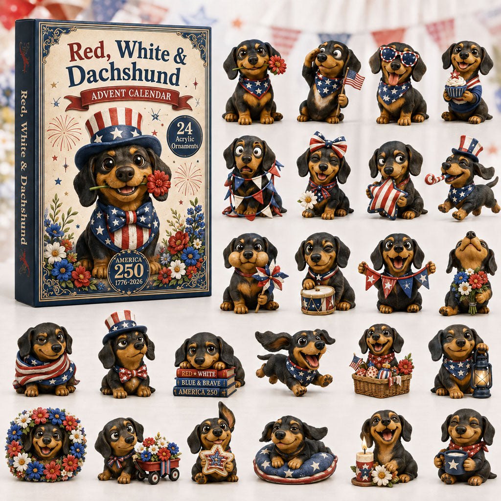 Red White Dachshund advent calendar