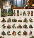 Redwood Tree advent calendar with 24 custom-shaped flat acrylic charms and printed dimensional artwork