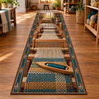 Rigid Heddle Weaving Studio Runner Rug with original printed 3D artwork
