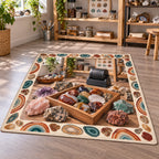 Rock Tumbling printed 3D area rug with coordinated border and hobby setting