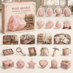 Rose Quartz advent calendar box and 24 mineral-themed printed acrylic charms
