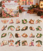 Rosy Maple Moth advent calendar with 24 custom-shaped flat acrylic charms and printed dimensional artwork