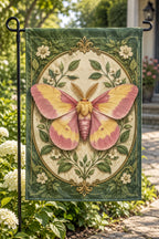 Rosy Maple Moth Botanical Cabinet Garden Flag with printed dimensional artwork