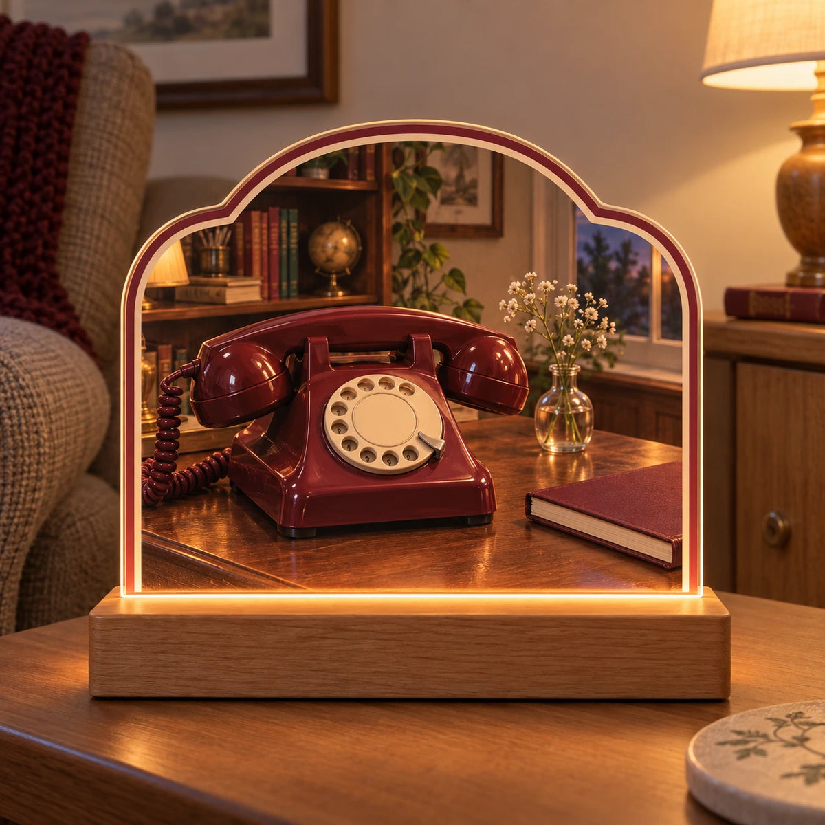Rotary Telephone Nook Acrylic Night Light with original printed optical 3D artwork
