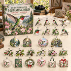 Ruby-Throated Hummingbird advent calendar box with 24 themed flat printed acrylic charms