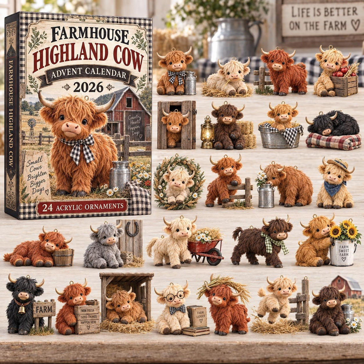 Rustic Farmhouse Highland Cow advent calendar