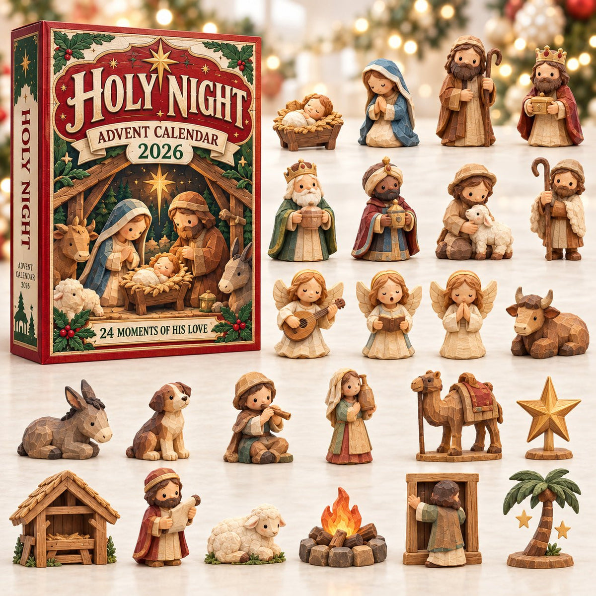 Rustic Manger Holy Night advent calendar
