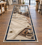 Sailmaking Loft Workshop Runner Rug with printed optical 3D artwork