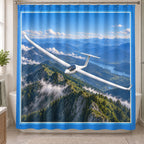 Sailplane Mountain Soaring Shower Curtain with original printed optical 3D artwork