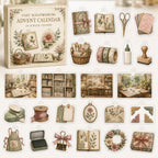 Scrapbooking advent calendar box with 24 decorative printed acrylic charms