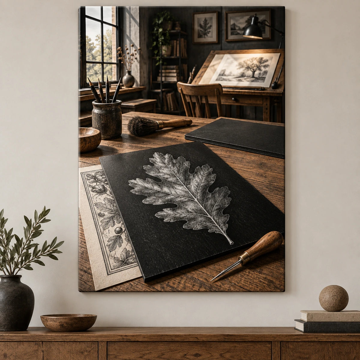 Scratchboard Atelier Stretched Canvas Wall Art with original printed optical 3D artwork