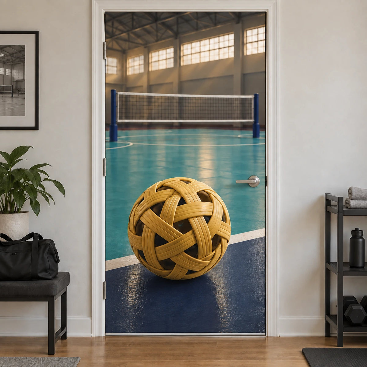 Sepak Takraw Court Fabric Door Cover with original printed optical 3D artwork