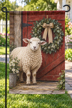 Sheep Holiday Farm Garden Flag with printed dimensional artwork