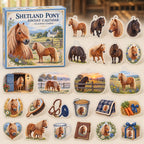 Shetland Pony advent calendar box with24 printed acrylic equestrian charms