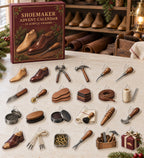 Shoemaker advent calendar with 24 custom-shaped flat acrylic charms and printed dimensional artwork