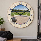 Shot Put Training Wooden Wall Clock with original printed optical 3D artwork