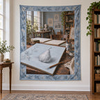 Silverpoint Drawing Atelier Wall Tapestry with original printed optical 3D artwork