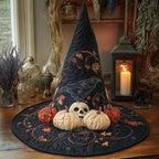 Skull Of Shadows quilted witch hat, all-over print on cone and brim