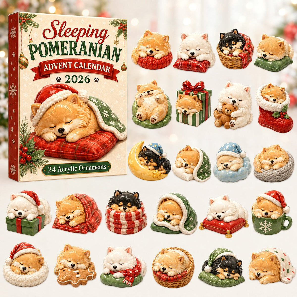 Sleeping Pomeranian advent calendar
