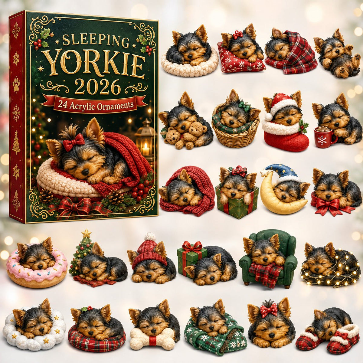 Sleeping Yorkie advent calendar