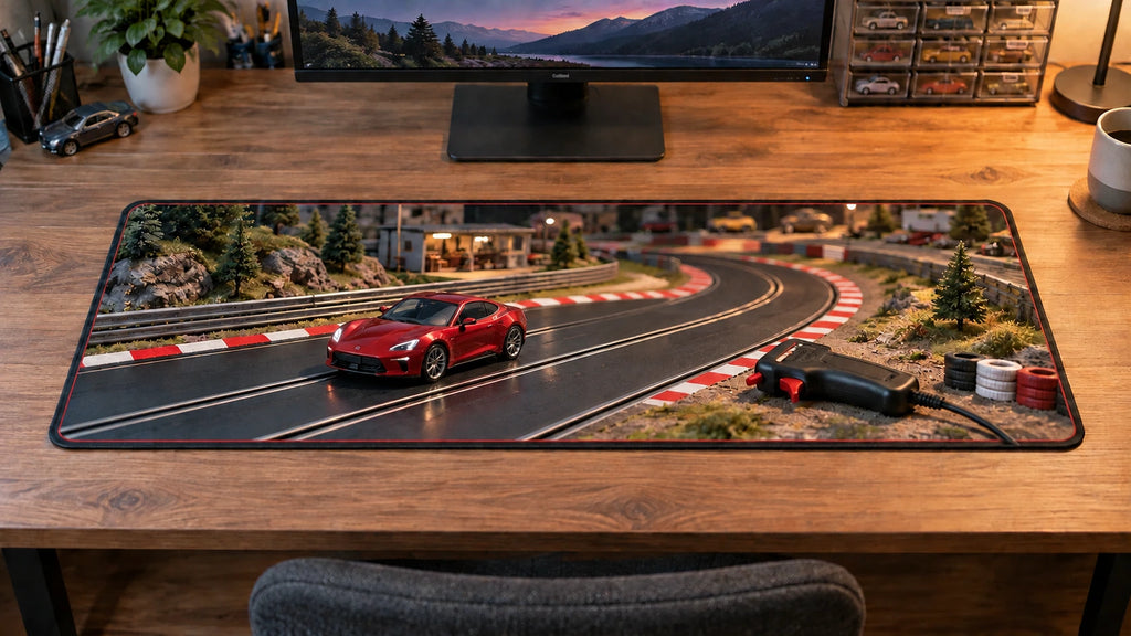 Slot Car Racing Circuit Desk Mat with original printed optical 3D artwork