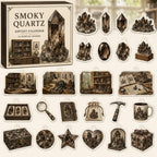 Smoky Quartz advent calendar box and 24 mineral-themed printed acrylic charms