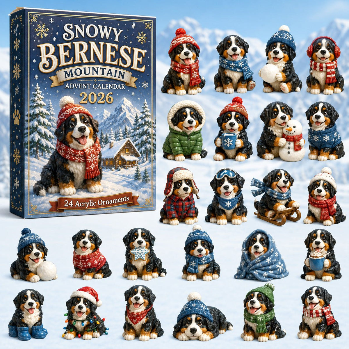Snowy Bernese Mountain advent calendar