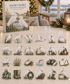 Snowy Egret advent calendar with 24 custom-shaped flat acrylic charms and printed dimensional artwork